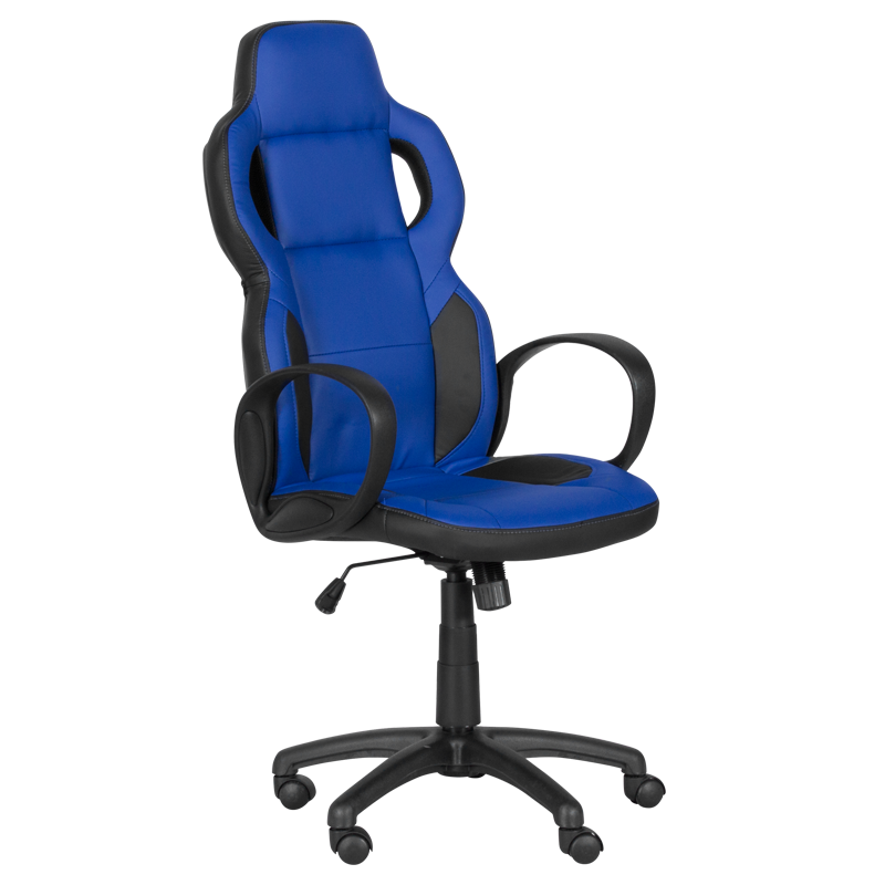 Carmen 7510 Gaming Chair, Up to 130 kg, Faux Leather, Rocking Function, Polypropylene Casters, Black/Blue