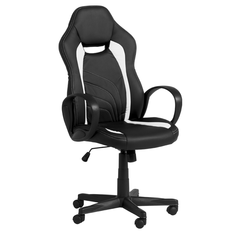 Carmen 7525 Gaming Chair, Up to 130 kg, Faux Leather, Rocking Function, Polypropylene Casters, Black/White