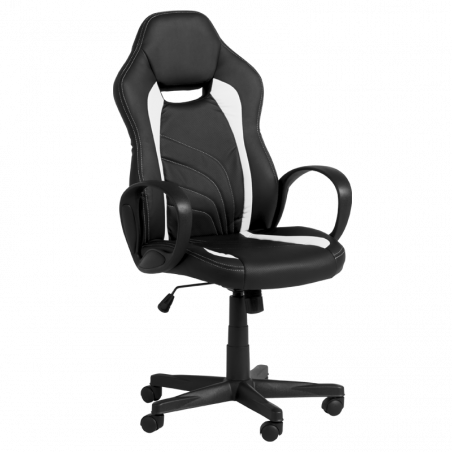 Carmen 7525 Gaming Chair, Up to 130 kg, Faux Leather, Rocking Function, Polypropylene Casters, Black/White