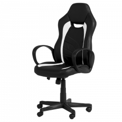 Carmen 7525 Gaming Chair, Up to 130 kg, Faux Leather, Rocking Function, Polypropylene Casters, Black/White