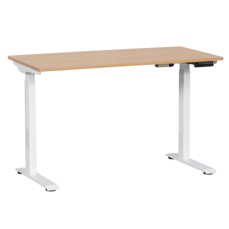 Carmen CR-119 Ergonomic Height-Adjustable Desk, 73–123 cm, Up to 50 kg, Control Panel, Display, Memory, Anti-Collision Sensor, White/Beech