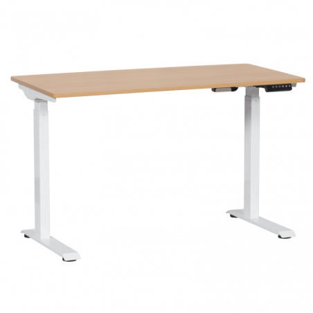 Carmen CR-119 Ergonomic Height-Adjustable Desk, 73–123 cm, Up to 50 kg, Control Panel, Display, Memory, Anti-Collision Sensor, White/Beech