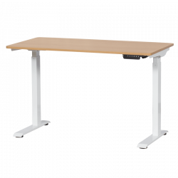 Carmen CR-119 Ergonomic Height-Adjustable Desk, 73–123 cm, Up to 50 kg, Control Panel, Display, Memory, Anti-Collision Sensor, White/Beech