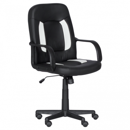 Carmen 6516 Gaming Chair, Up to 100 kg, Faux Leather, Rocking Function, Polypropylene Casters, Black/White