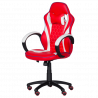 Геймърски стол с футболни мотиви Carmen 6300, До 100 кг, Еко кожа, Регулиране на люлеенето, Силиконови колелца, Червен/бял