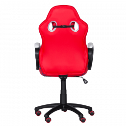 Геймърски стол с футболни мотиви Carmen 6300, До 100 кг, Еко кожа, Регулиране на люлеенето, Силиконови колелца, Червен/бял