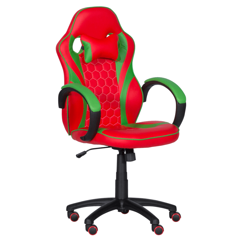 Carmen 6304 Football-Themed Gaming Chair, Up to 100 kg, Faux Leather, Rocking Function, Silicone Casters, Red/Green