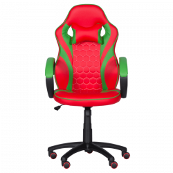 Carmen 6304 Football-Themed Gaming Chair, Up to 100 kg, Faux Leather, Rocking Function, Silicone Casters, Red/Green