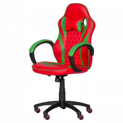 Carmen 6304 Football-Themed Gaming Chair, Up to 100 kg, Faux Leather, Rocking Function, Silicone Casters, Red/Green