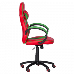 Carmen 6304 Football-Themed Gaming Chair, Up to 100 kg, Faux Leather, Rocking Function, Silicone Casters, Red/Green
