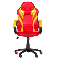 Carmen 6305 Football-Themed Gaming Chair, Up to 100 kg, Faux Leather, Rocking Function, Silicone Casters, Red/Yellow