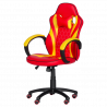Carmen 6305 Football-Themed Gaming Chair, Up to 100 kg, Faux Leather, Rocking Function, Silicone Casters, Red/Yellow