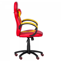 Carmen 6305 Football-Themed Gaming Chair, Up to 100 kg, Faux Leather, Rocking Function, Silicone Casters, Red/Yellow