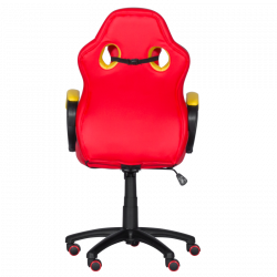 Carmen 6305 Football-Themed Gaming Chair, Up to 100 kg, Faux Leather, Rocking Function, Silicone Casters, Red/Yellow