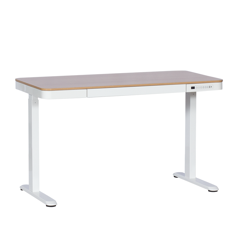 Carmen CR-118 E Ergonomic Adjustable Desk, Leveling Feet, Control Panel, Display, USB, Memory, Anti-Collision Sensor, White/Beech