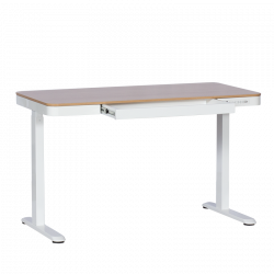 Birou ergonomic reglabil Carmen CR-118 E, Picioare nivelante, Panou de control, Display, USB, Memorie, Senzor anti-coliziune, Alb/carte