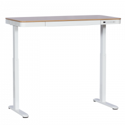 Carmen CR-118 E Ergonomic Adjustable Desk, Leveling Feet, Control Panel, Display, USB, Memory, Anti-Collision Sensor, White/Beech