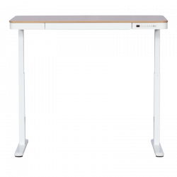 Birou ergonomic reglabil Carmen CR-118 E, Picioare nivelante, Panou de control, Display, USB, Memorie, Senzor anti-coliziune, Alb/carte