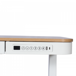 Carmen CR-118 E Ergonomic Adjustable Desk, Leveling Feet, Control Panel, Display, USB, Memory, Anti-Collision Sensor, White/Beech