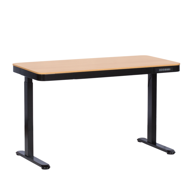 Carmen CR-118 E Ergonomic Adjustable Desk, Leveling Feet, Control Panel, Display, USB, Memory, Anti-Collision Sensor, Black/Beech