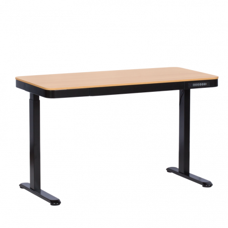 Carmen CR-118 E Ergonomic Adjustable Desk, Leveling Feet, Control Panel, Display, USB, Memory, Anti-Collision Sensor, Black/Beech