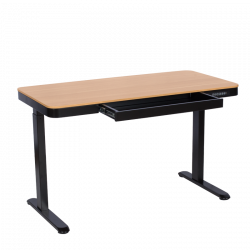 Carmen CR-118 E Ergonomic Adjustable Desk, Leveling Feet, Control Panel, Display, USB, Memory, Anti-Collision Sensor, Black/Beech