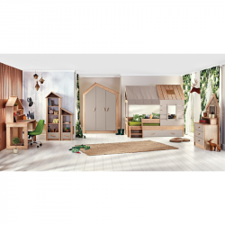 Carmen MY HOUSE Children's Desk, 120 x 149 x 60 cm, 2 shelves, USB + Type-C, Brown/Natural