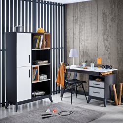 Carmen BREDA Children's Desk, 127 x 75 x 60 cm, USB + Type-C, Option for two-way drawer installation, Dark Gray