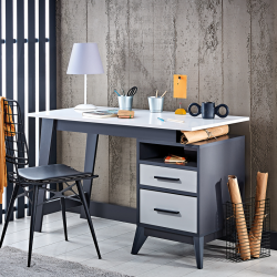 Carmen BREDA Children's Desk, 127 x 75 x 60 cm, USB + Type-C, Option for two-way drawer installation, Dark Gray