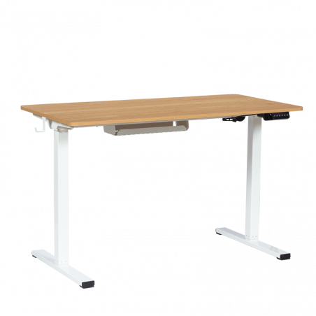Carmen CR-4825 Ergonomic Adjustable Desk, 73–121 cm, Control Panel, USB, Memory, Anti-Collision Sensor, Beech/White