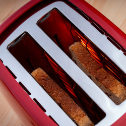 Oliver Voltz Daisy OV51440W Toaster, 700W, 2-slice, 6 settings, Removable crumb tray, Red
