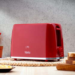 Oliver Voltz Daisy OV51440W Toaster, 700W, 2-slice, 6 settings, Removable crumb tray, Red