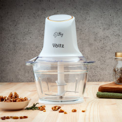 Πολυκόπτης Oliver Voltz Daisy OV51111W, 600W, 1 l, Γυάλινο μπολ, Διπλή λεπίδα, Παλμικό, Λευκό