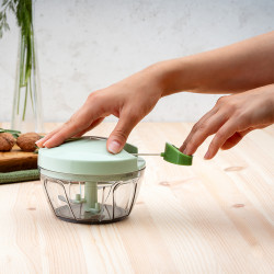 Ръчен чопър с въже Rosberg R51215A, 400 ml, 3 остриета, Зелен