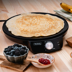 Rosberg R51323A Pancake Maker, 1200W, Plug-in, 30 cm, Temperature Control, Black