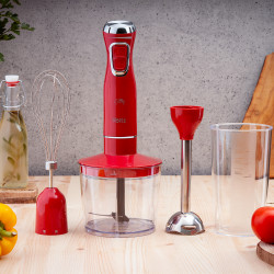 Turmixgép, aprító és mixer 3in1 Oliver Voltz OV51112WSC, 800W, 700 ml, 2 sebességfokozat, rozsdamentes acél penge és keverő tartozék, fehér színben.