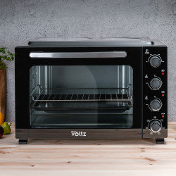 Oliver Voltz OV51441E45 Ceramic Cooktop, 4300 W, 45 L, 90–230°C, Fan, Lighting, Black