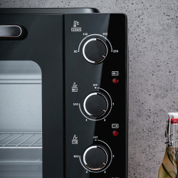 Cuptoc electric cu plite Oliver Voltz OV51441E45, 4300 W, 6 trepte, 45 L, 90-230°C, 2 plite cu infrarosu, Ventilator, Iluminare, Negru