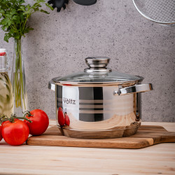 Oliver Voltz OV51210R20B Σετ κατσαρόλας και τηγανιών, 20 τεμαχίων, πολυστρωματικός πυθμένας, επαγωγή, ανοξείδωτο ατσάλι, αξεσουάρ, ασημί