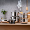 Set oale si tigaie Rosberg R51210L12BM, 12 piese, Fund multistrat, Otel inoxidabil, Argintiu