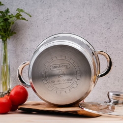 Σετ κατσαρόλες και τηγάνια Rosberg R51210L12BM, 12 τεμάχια, Πολυστρωματικός πυθμένας, Ανοξείδωτο, Ασημί