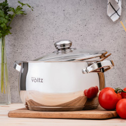 Σετ κατσαρόλας Oliver Voltz OV51210G8B, 8 τεμαχίων, πολυστρωματικός πυθμένας, επαγωγής, ανοξείδωτο ατσάλι, ασημί