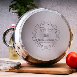 Комплект тенджери Oliver Voltz OV51210G8B, 8 части, Многослойно дъно, Индукция, Неръждаема стомана, Сребрист