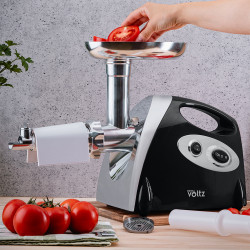 Masina de tocat carne cu accesoriu pentru rosii Oliver Voltz OV51991A, 1400W, Functie invers, Accesoriu sos si Kubbe, Negru