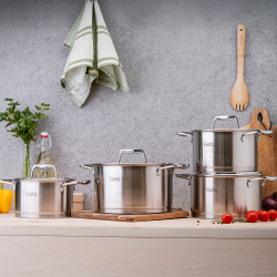 Oliver Voltz OV51210P24 Berlin Premium Collection Saucepan, 24 cm, 6.1 L, 18/10 Stainless Steel, Induction, Stainless Steel