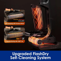 Вертикална прахосмукачка Tineco Floor One S7 Stretch Ultra FW060200DE, 230W, 21 kPa, 1 л, Автономия 50 минути, 3 режима, FlashDry самопочистваща система, LED дисплей, Черен