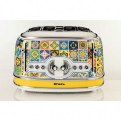 Ariete Positano 0156/0P Toaster, 1600W, 4-slice, 3 functions, 6 settings, Removable crumb tray, White/Yellow