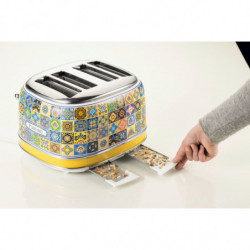 Ariete Positano 0156/0P Toaster, 1600W, 4-slice, 3 functions, 6 settings, Removable crumb tray, White/Yellow