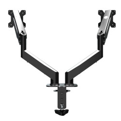 Suport monitor Esperanza ERW020, 17"-27", Pentru 2 monitoare, Mecanism cu arc, VESA 75/100 mm, Pana la 6 kg per brat, Negru