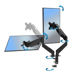Esperanza ERW020 Monitor Stand, 17"-27", For 2 Monitors, Spring Mechanism, VESA 75/100 mm, Up to 6 kg per Arm, Black